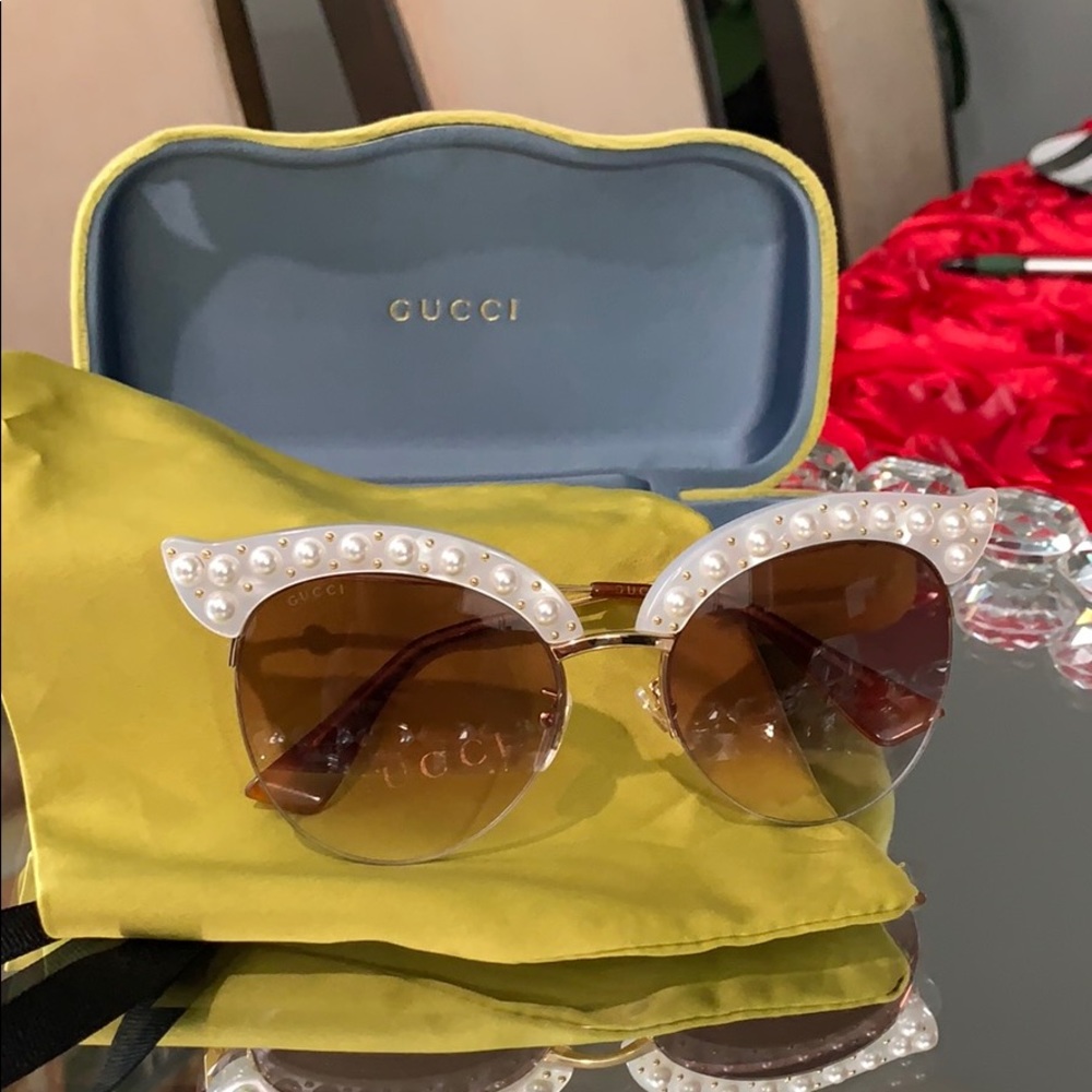 Gucci Cat Eye Mother of Pearl Sunglasses